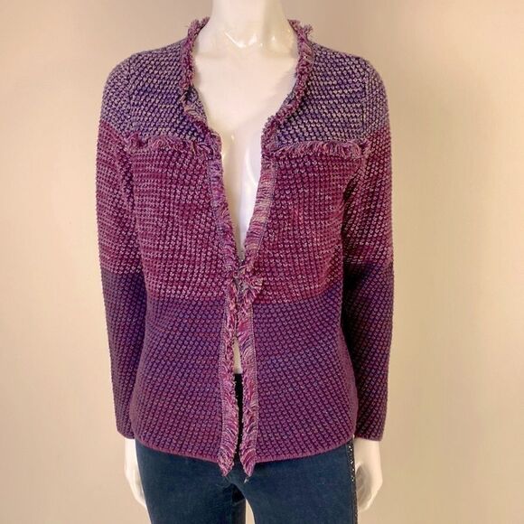 Chico’s Jacket Cotton Knit Purple and Red Violet Size 0 US Small - Picture 1 of 9